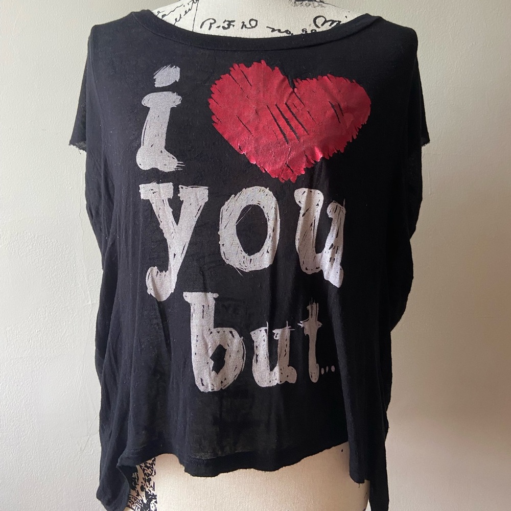 I Love You But… Sheer Half Sleeve Shirt